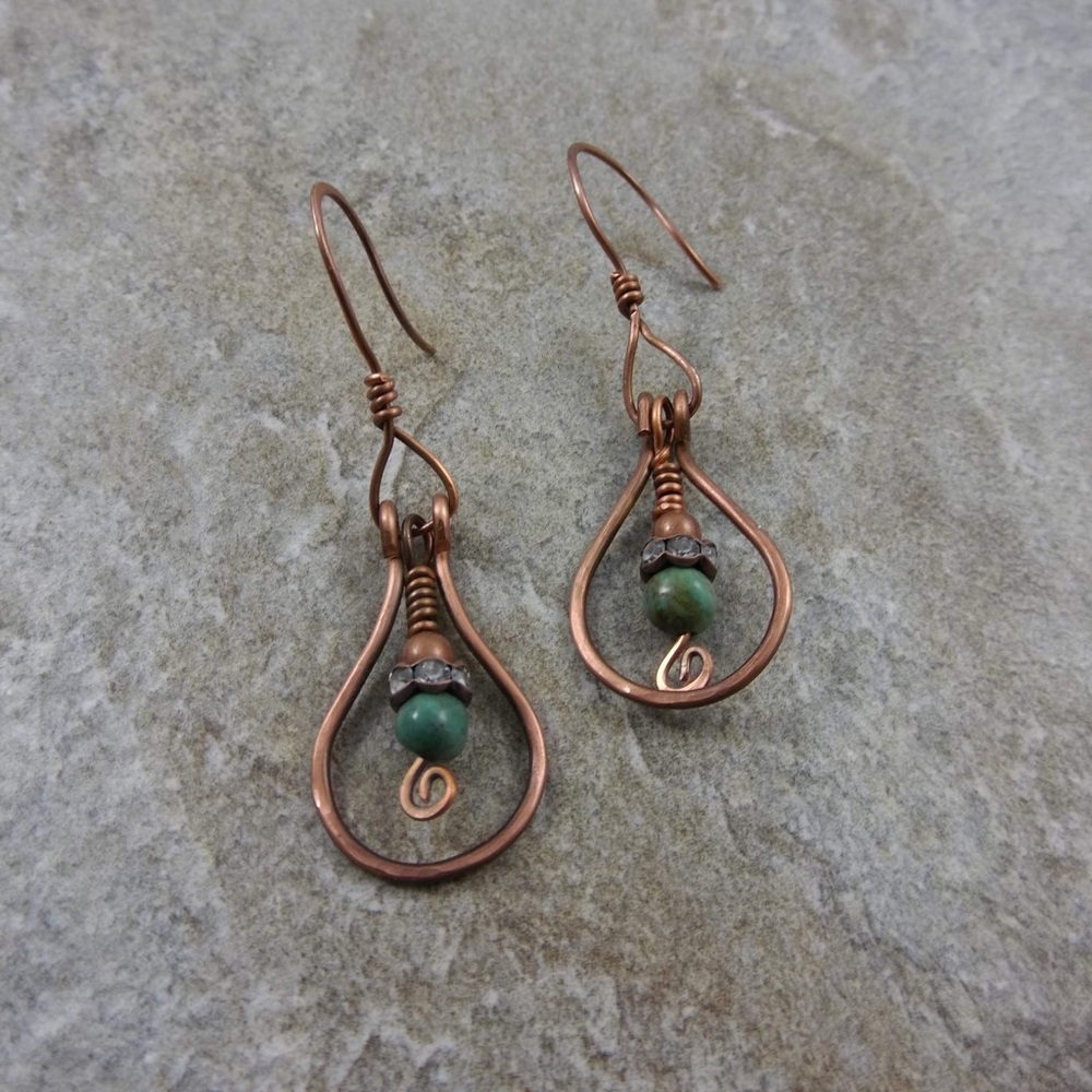 Turquoise and copper earrings